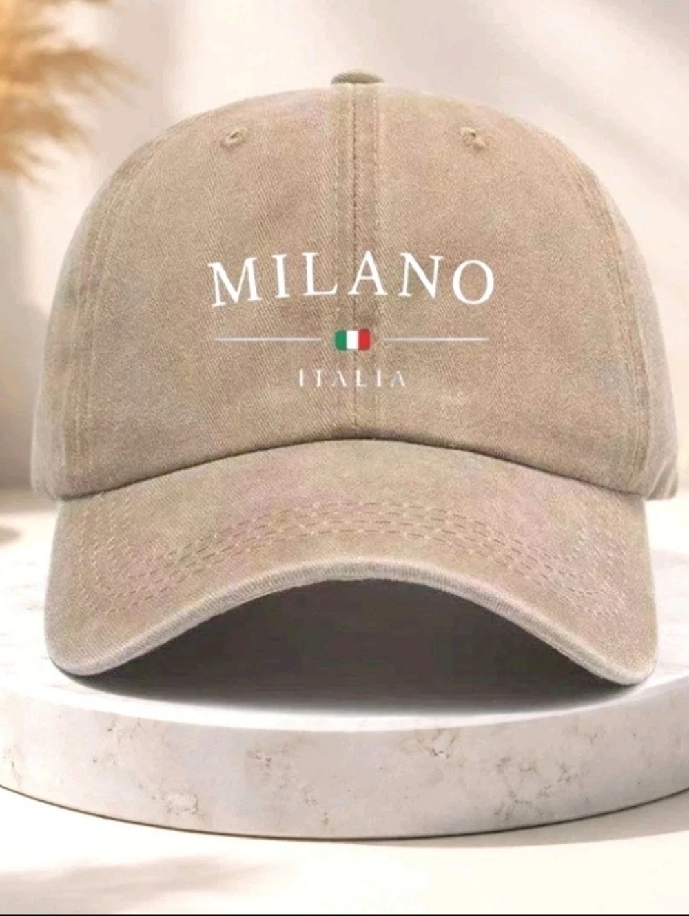 Vintage Stylish Milan Design Distressed Washed Baseball Cap Adjustable Dad Hat